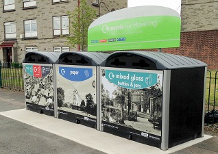 Modus™ Recycling Sccreen Housing for concealing bins outside a housing block 